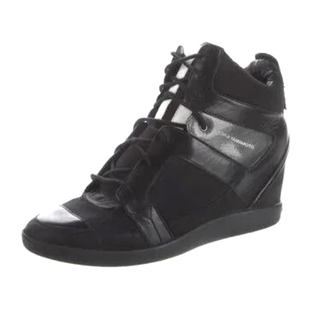 Yohji Yamamoto ADIDAS wedge leather black sneakers size 8
